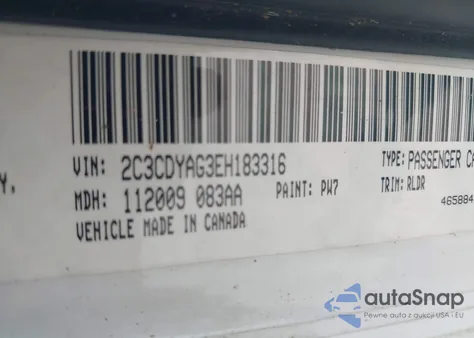 2014 Dodge Challenger Sxt из США, поврежденный, VIN 2C3CDYAG3EH183316